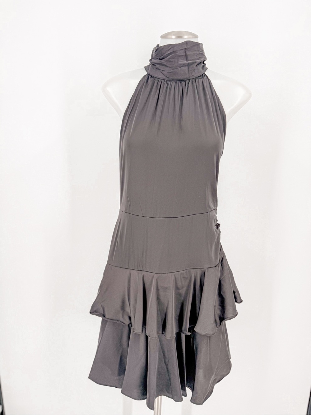 Altar’d State NWT Black Halter Tiered Ruffle Mini Dress L